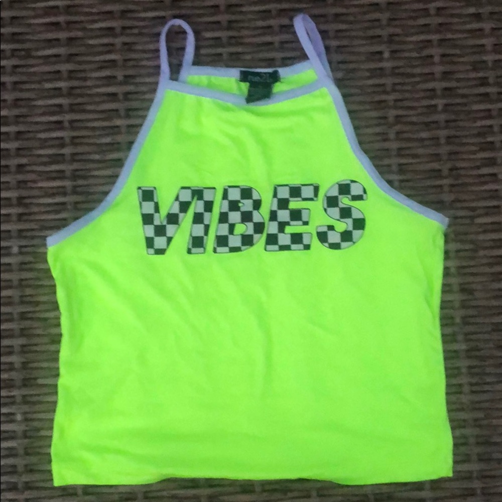 Neon Green Cute “Vibes” top